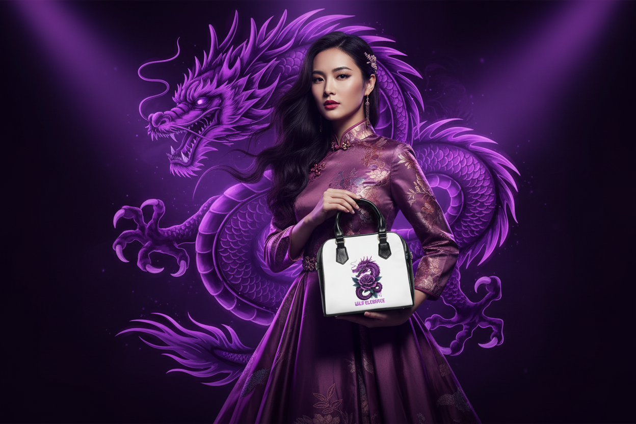 Purple Dragon & Rose - Banner with Dragon Art