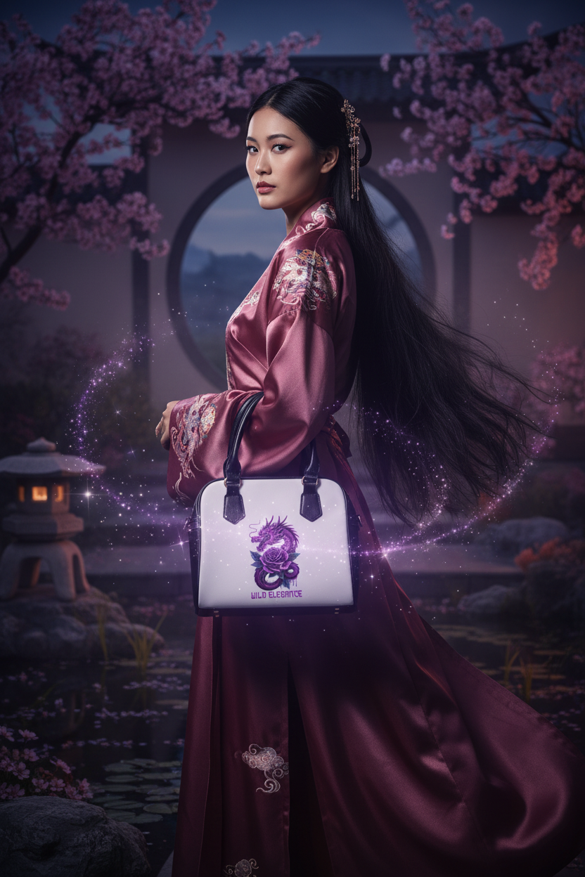 Purple Dragon & Rose - Chinese Lady in Robe with Effects