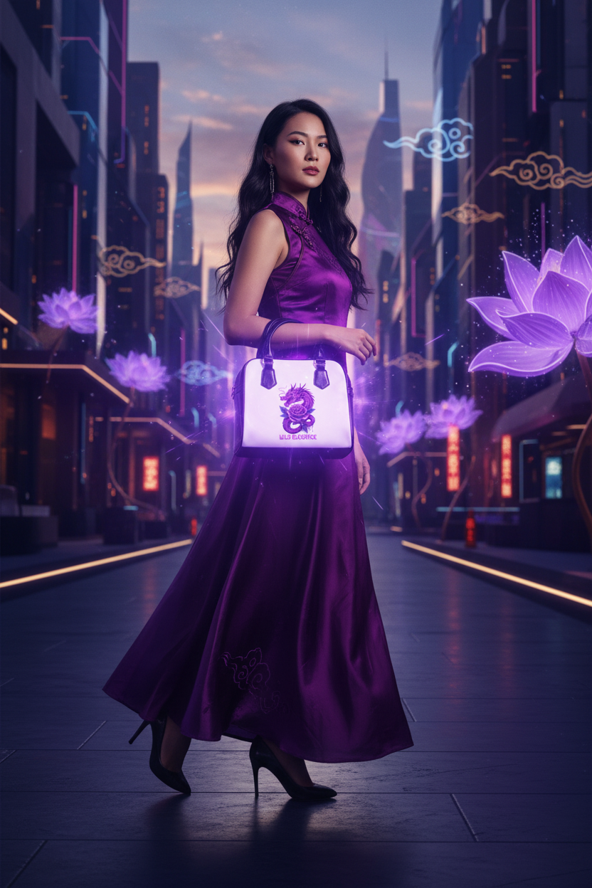 Purple Dragon & Rose - Chinese Lady Mockup 1