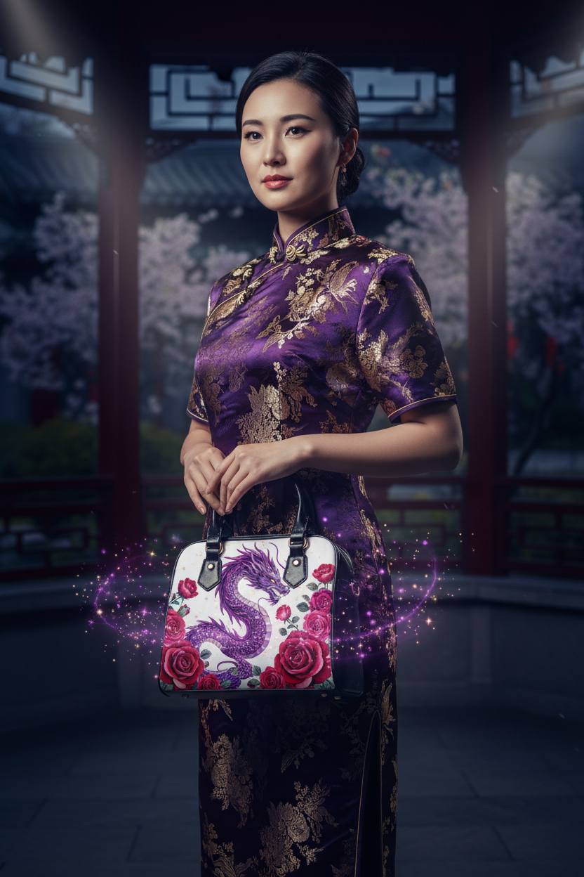 Purple Dragon & Rose - Chinese Lady Mockup 2
