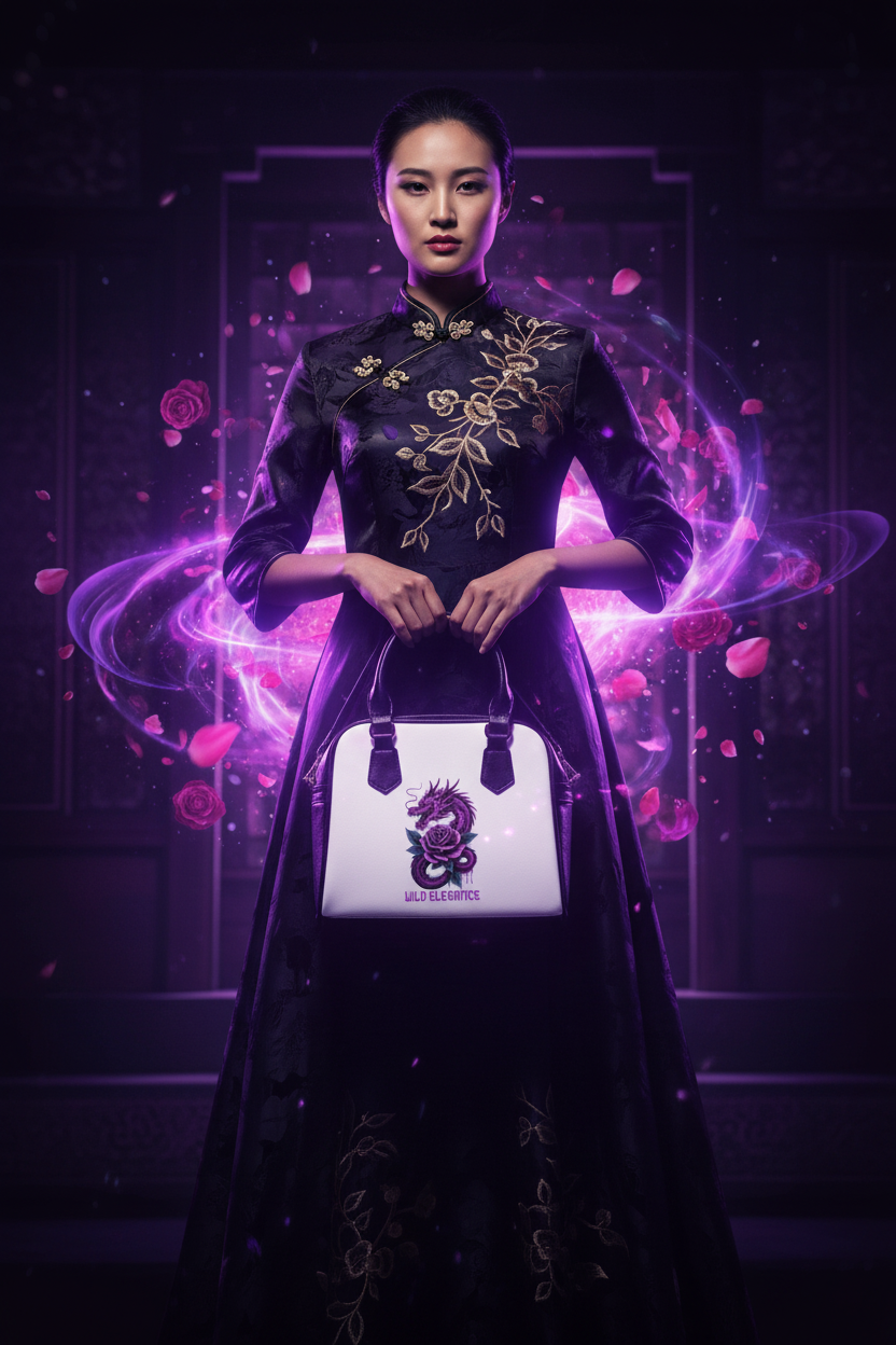 Purple Dragon & Rose - Chinese Lady Mockup 3