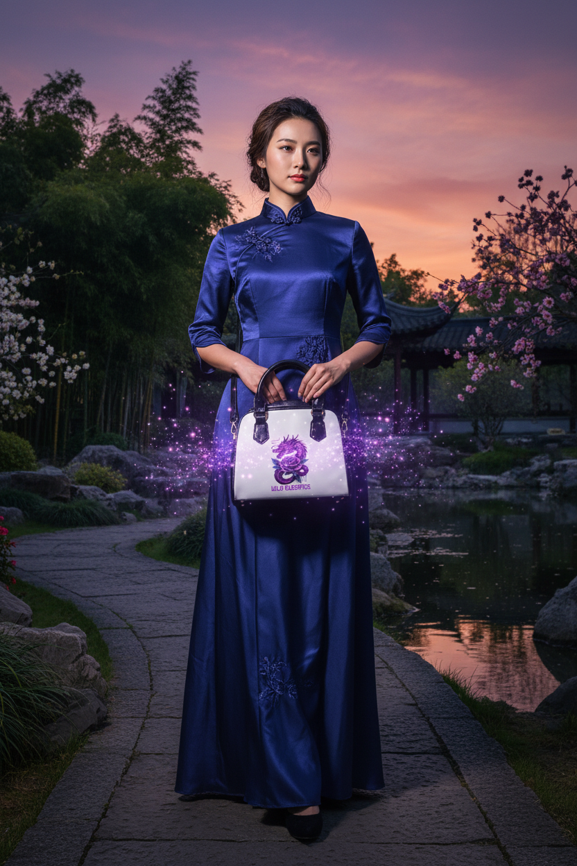 Purple Dragon & Rose - Chinese Lady Mockup 4