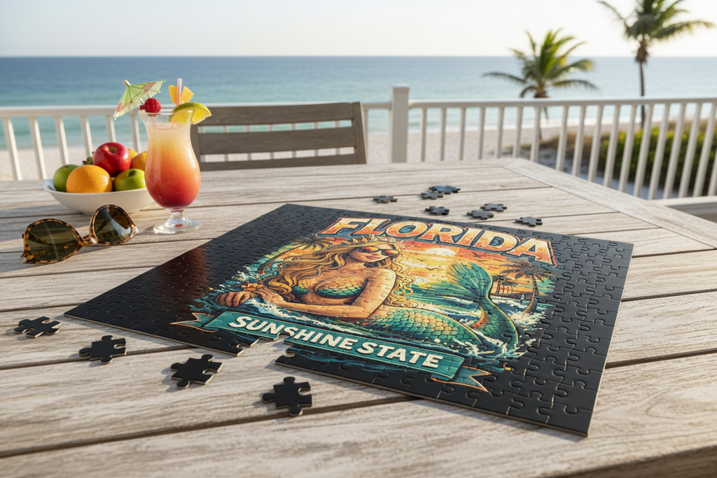 Puzzle on Patio Table