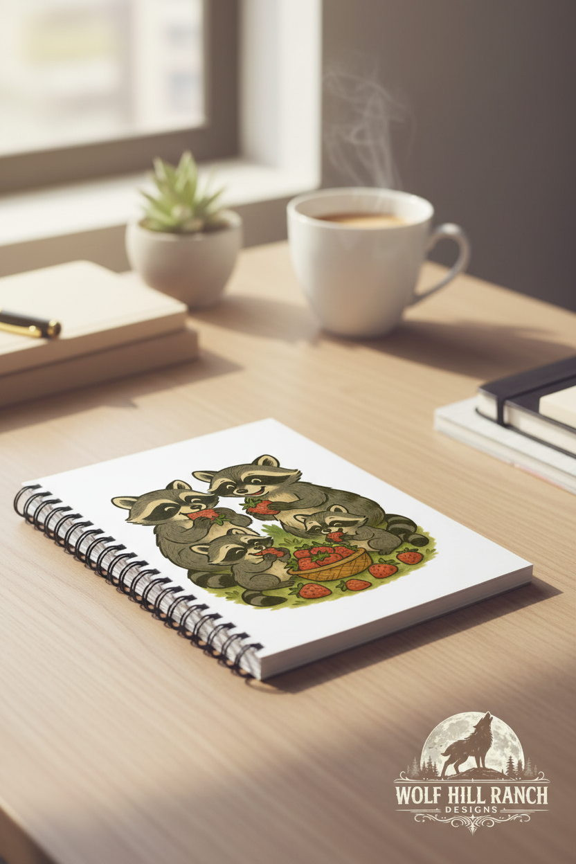 Raccoons Notebook - Desk Workspace