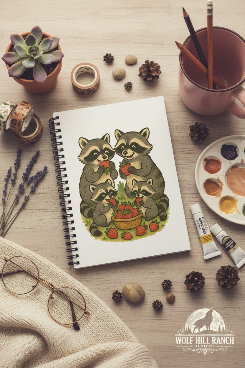 Raccoons Notebook - Flat Lay Aesthetic