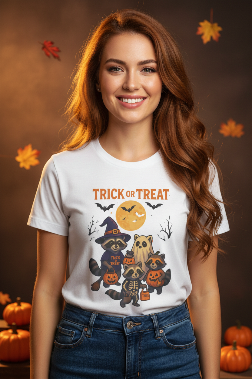 Raccoons Tee - Woman Studio Portrait