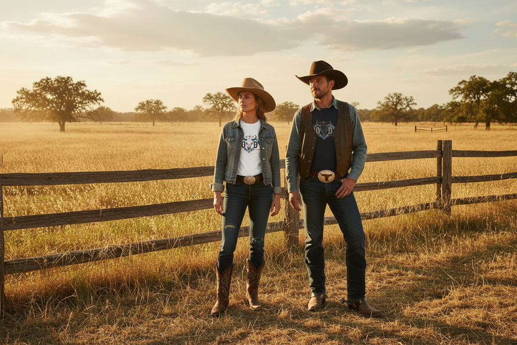 Ranch Cowgirl & Cowboy with Howdy Tees