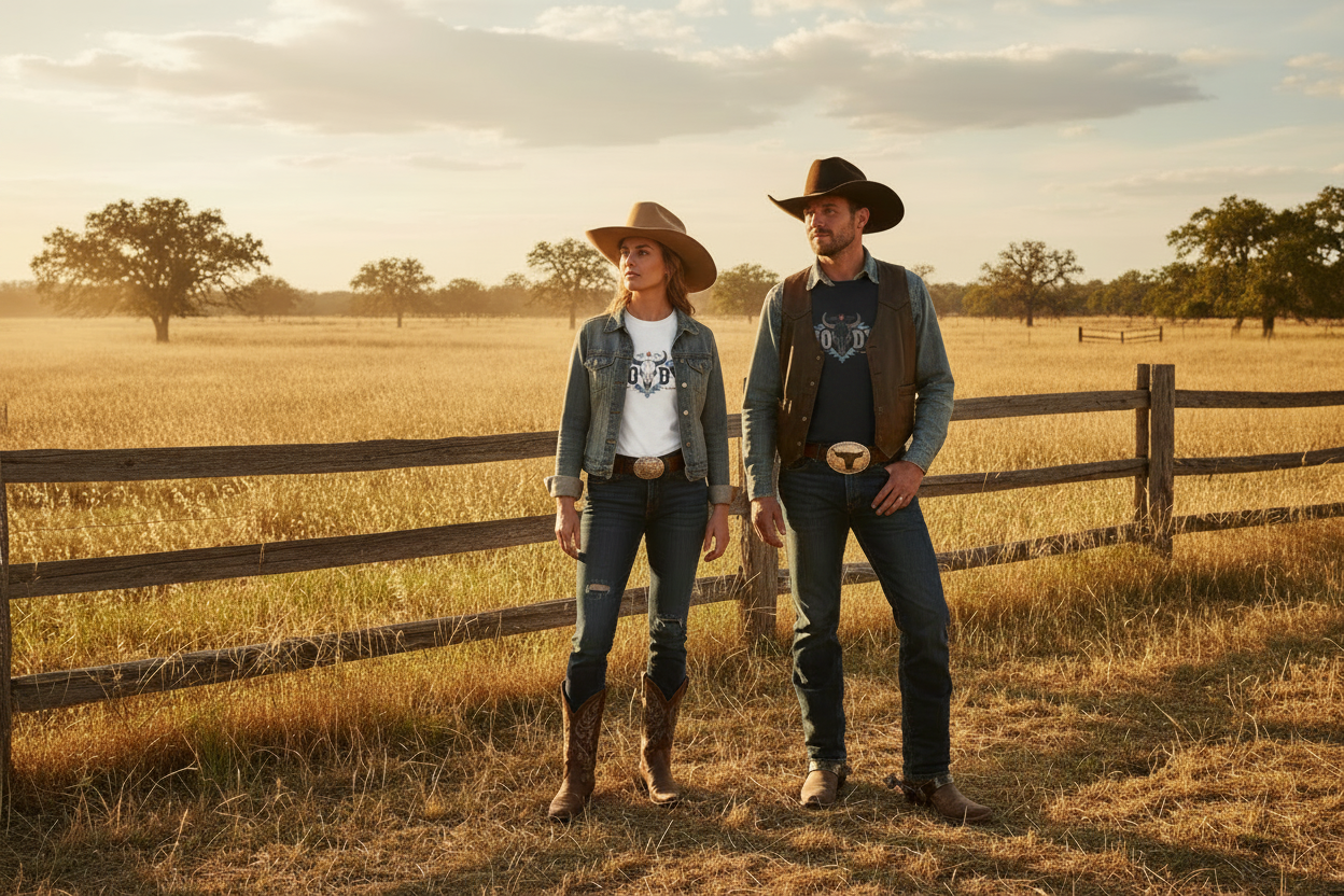 Ranch Cowgirl & Cowboy with Howdy Tees