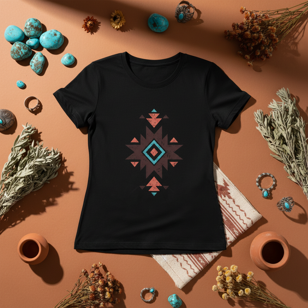 Ranch Geometric Women's Tee - Flat Lay