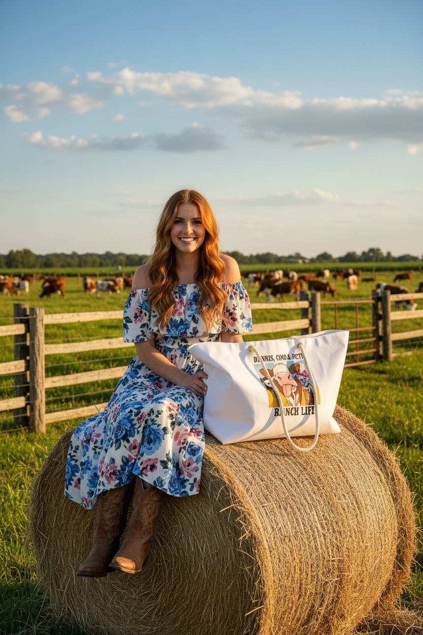 Ranch Life Weekender - Sitting on Hay Bale