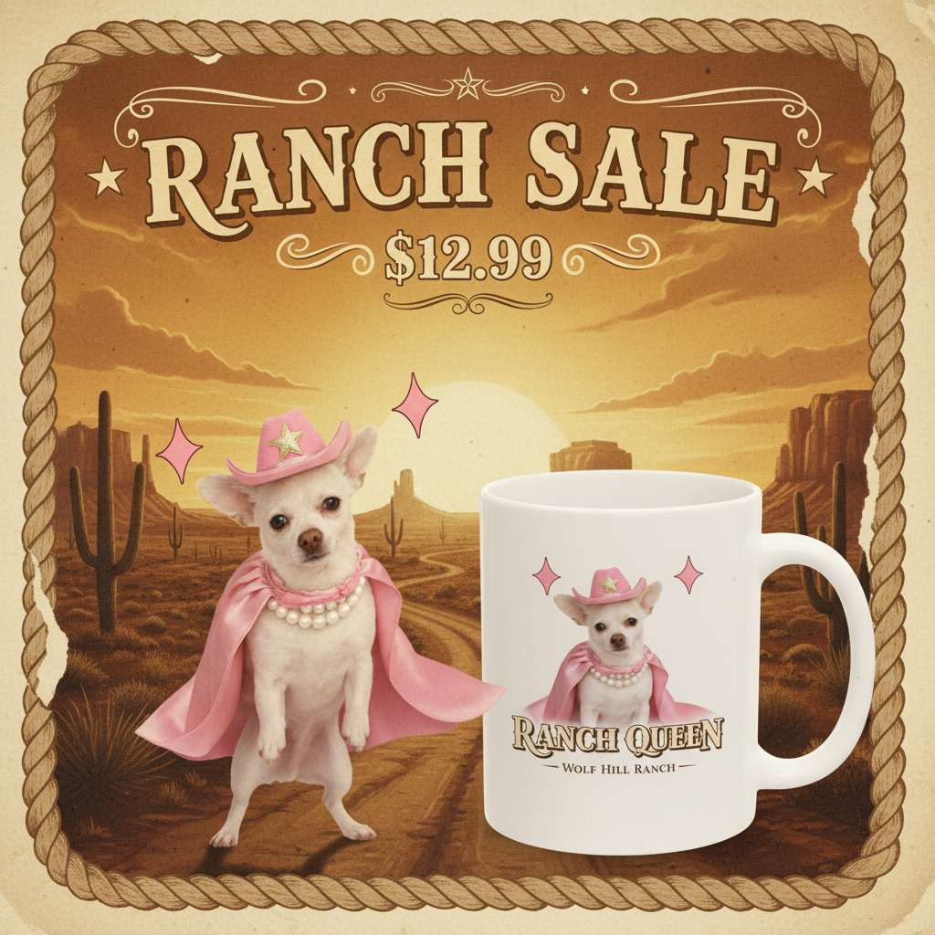 Ranch Queen Mug Ad - Coco Next to Mug