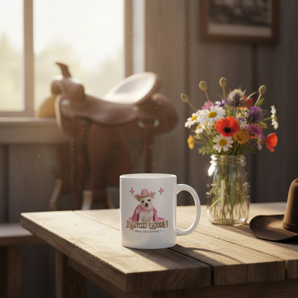 Ranch Queen Mug - Rustic Table