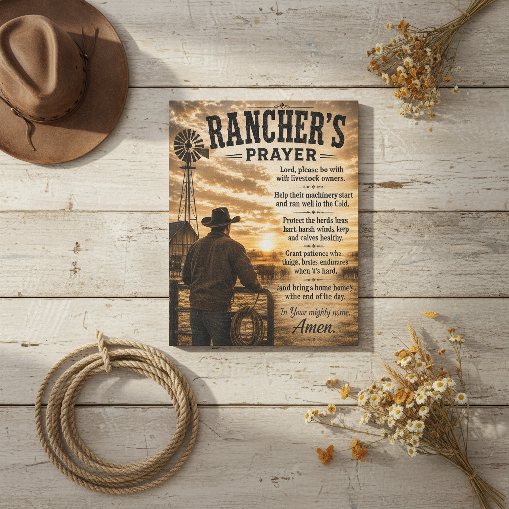Ranchers Prayer Canvas - Flat Lay