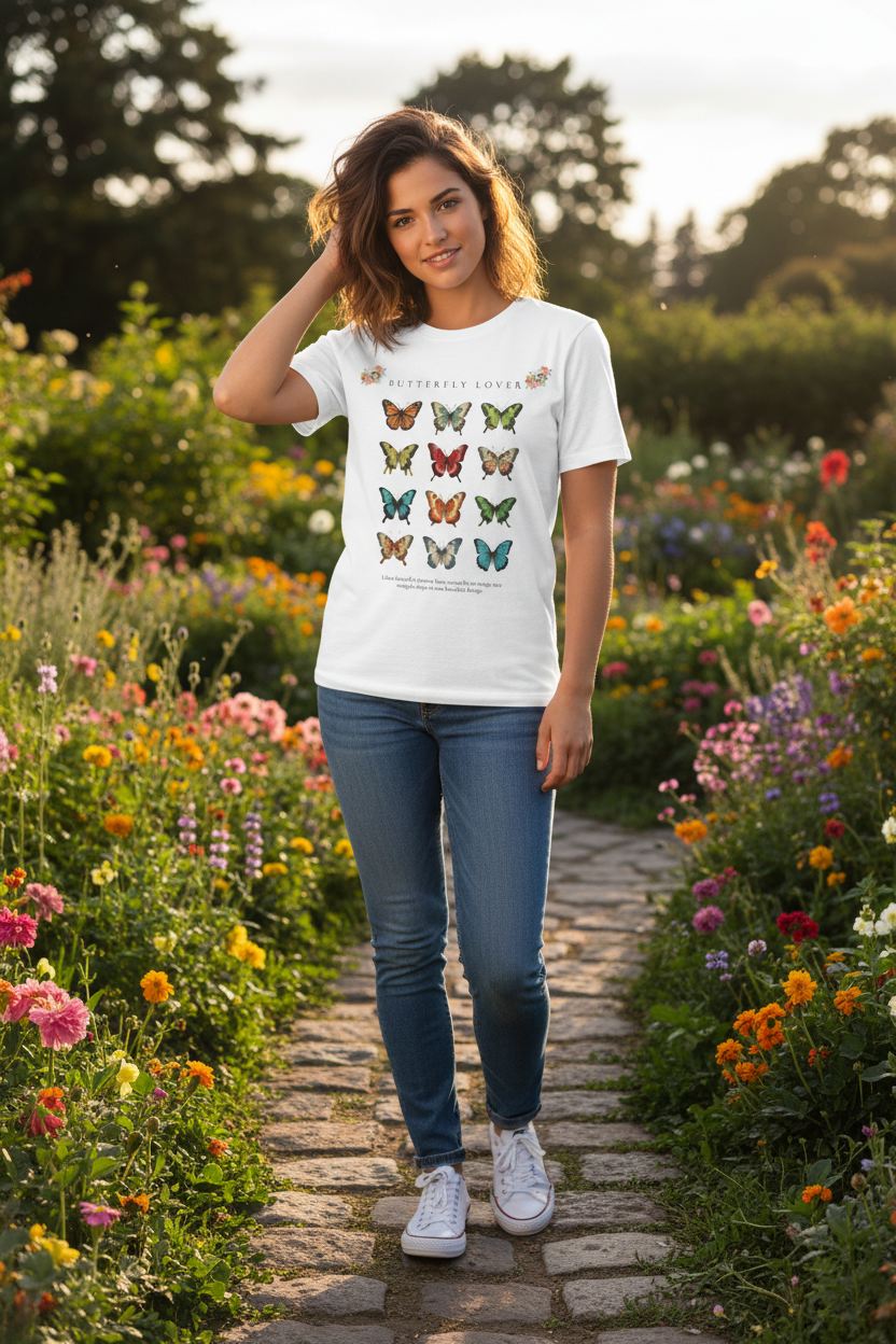 Realistic Butterfly Lover Tee mockup