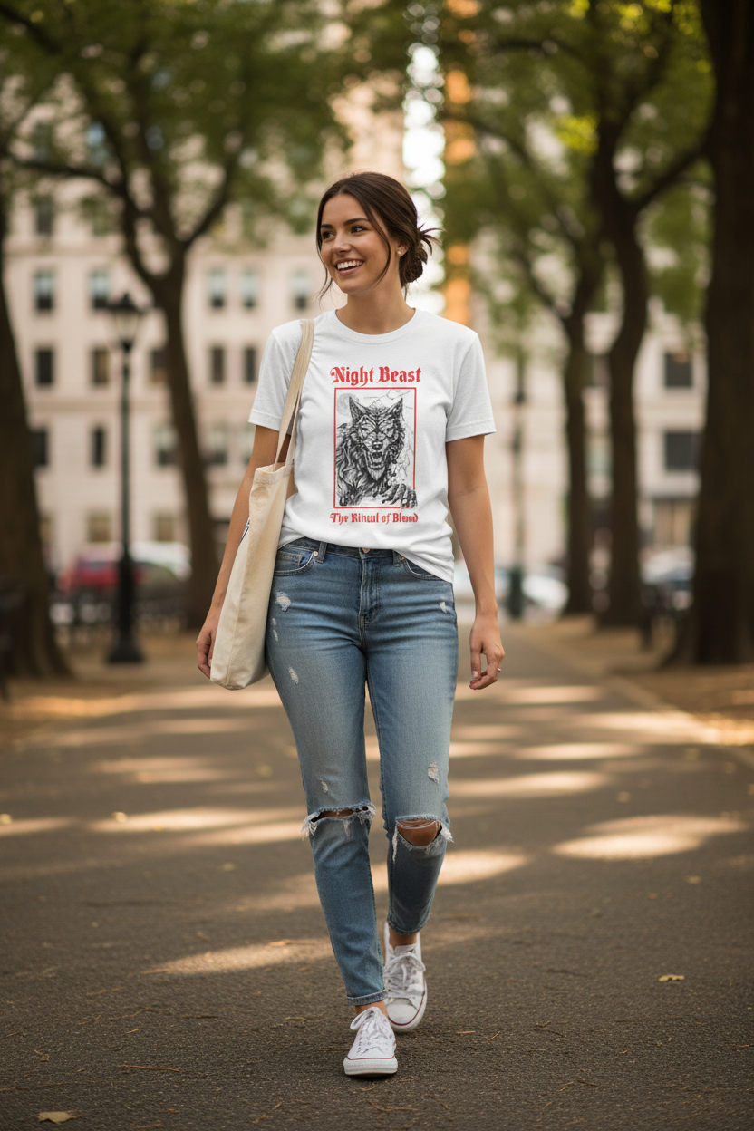 Realistic Lifestyle Mockup - Night Beast Wolf Tee