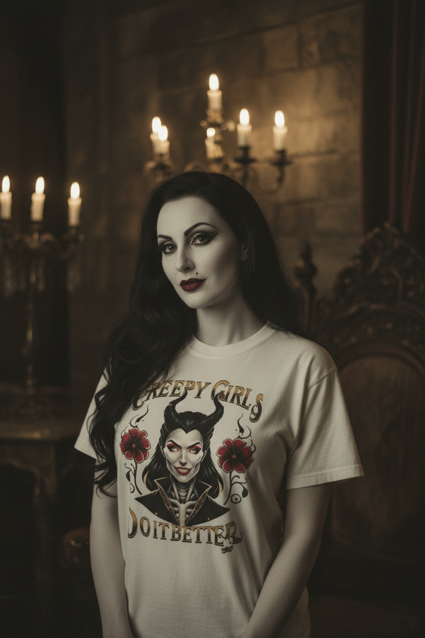 Realistic vampira style mockup with candlelight