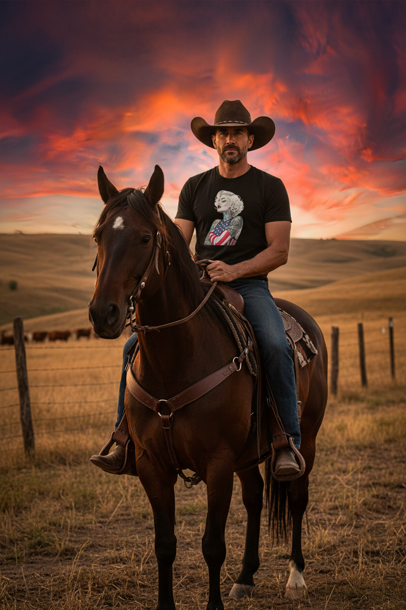 Rebel Icon - Cowboy on Horse Ranch
