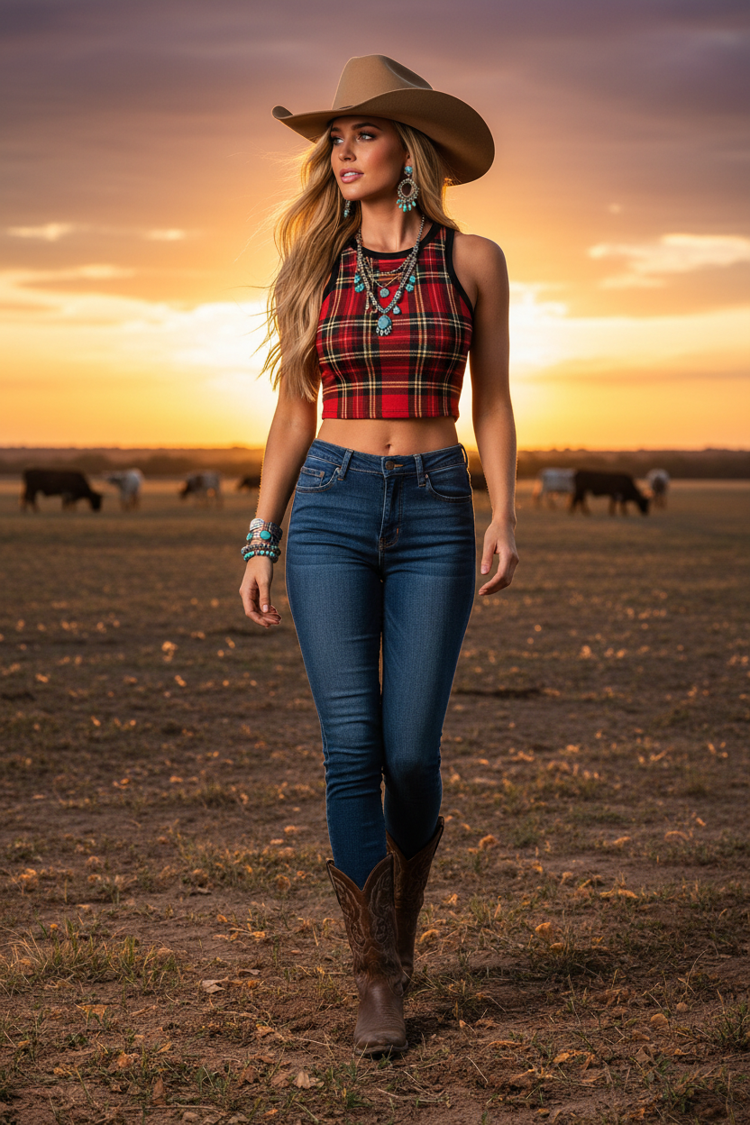 Red Plaid Crop Tank – Ranch Walk