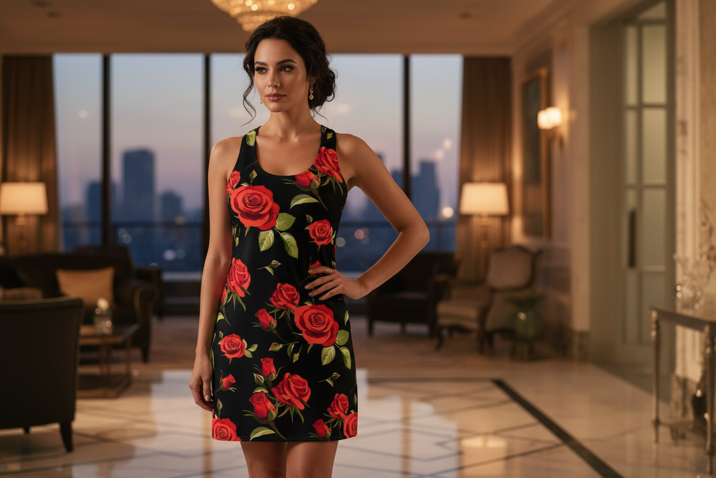 Red Rose Racerback Dress Sales Ad Banner