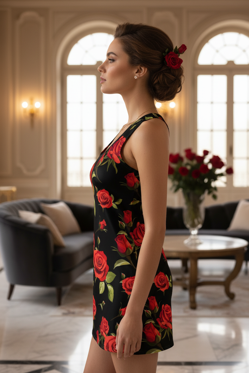 Red Rose Racerback Dress Side