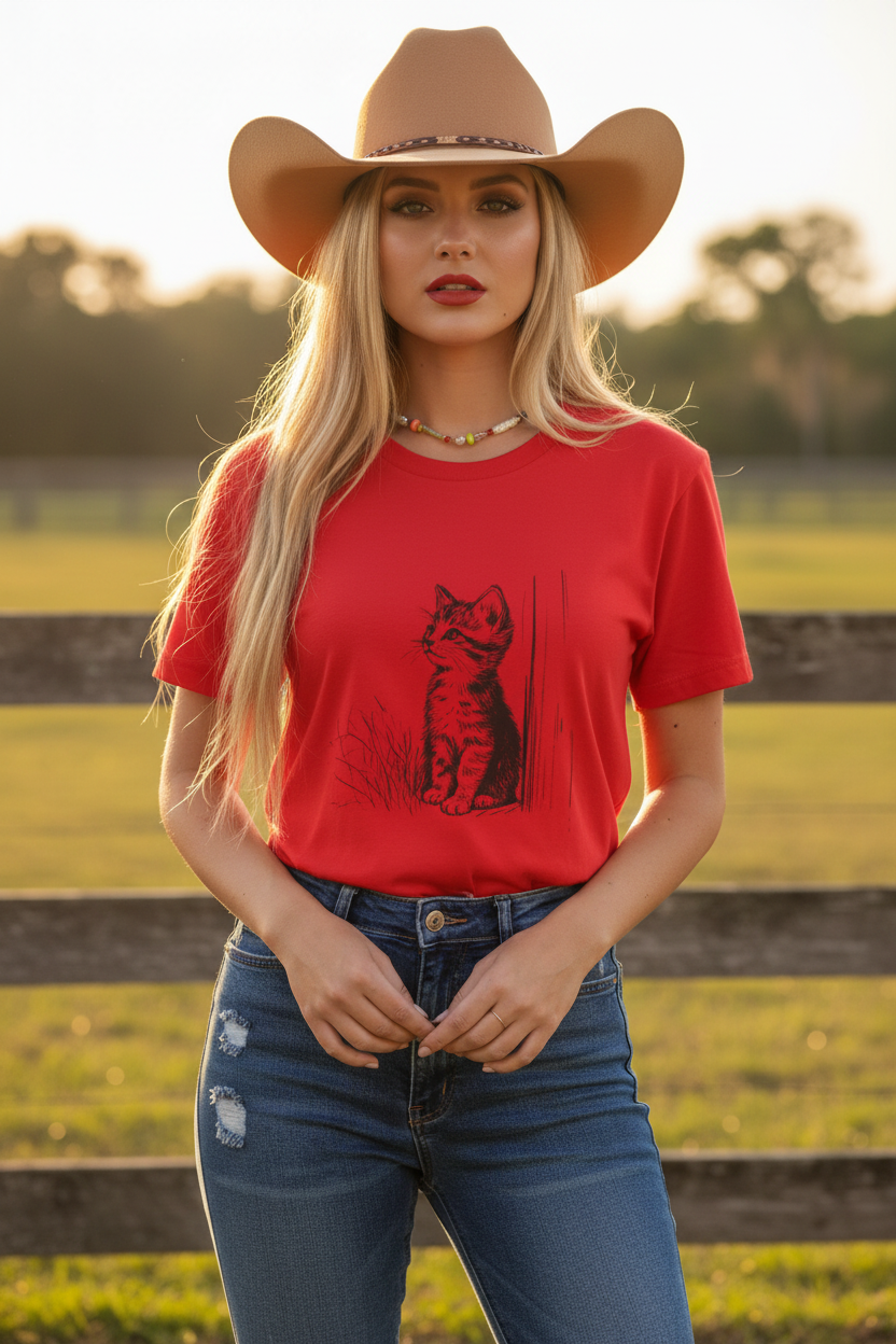 Red Tee Cowgirl