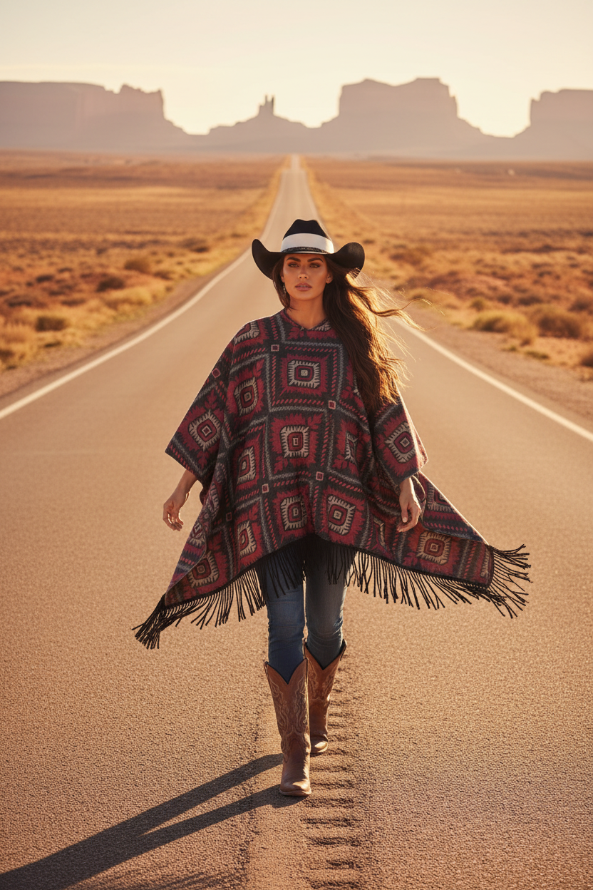 Redrock Aztec Poncho – Desert Highway