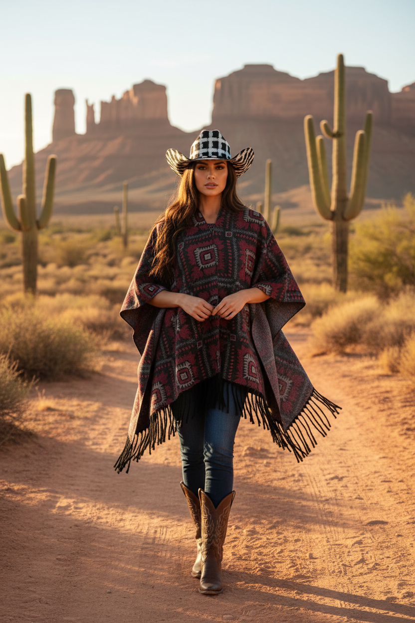 Redrock Aztec Poncho – Desert Trail