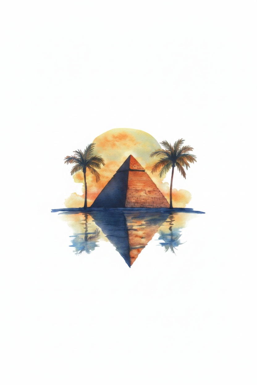 Retro Sunset Pyramid Art Poster