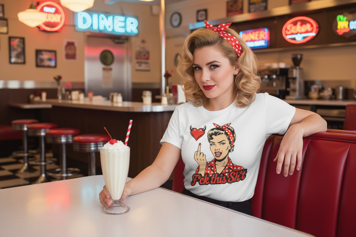 Retro Valentine Tee - Different Diner Pose