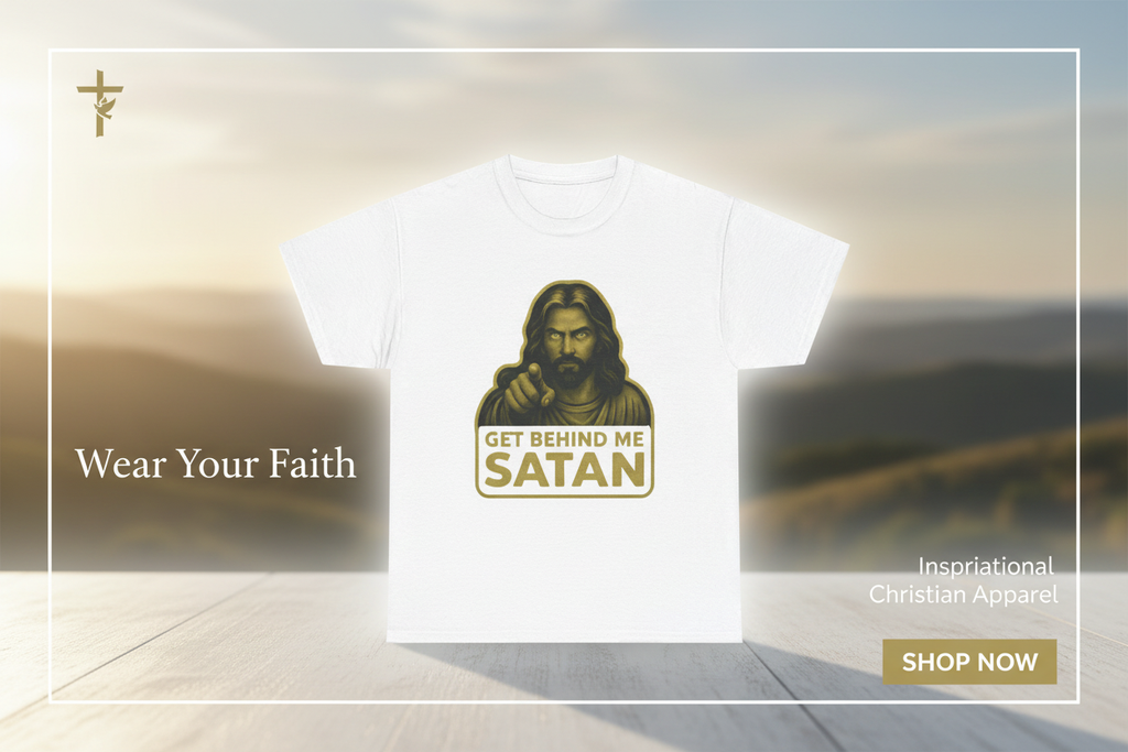 Sales banner with Jesus spiritual artwork