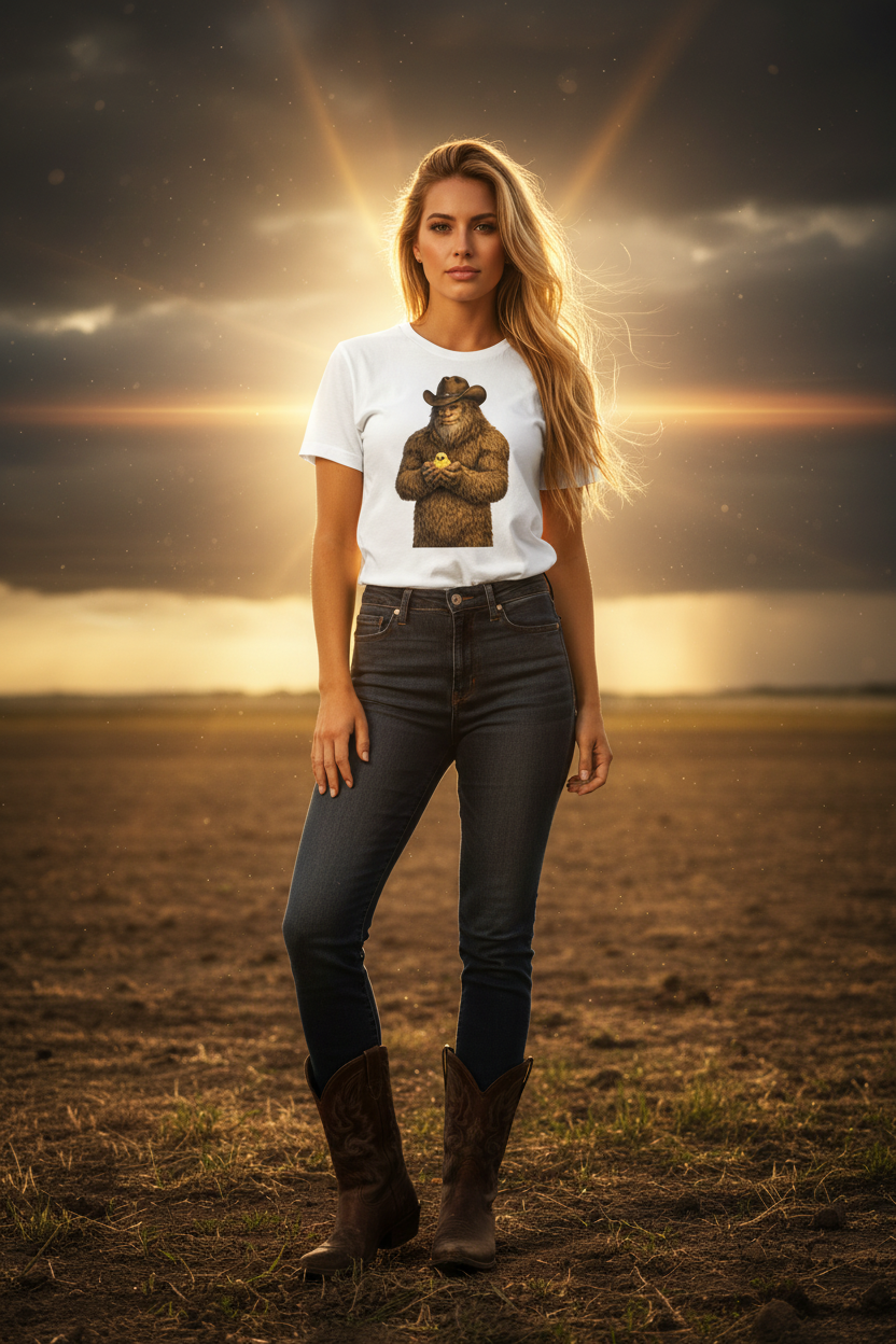 Sasquatch Chick Tee - White Cinematic Mockup