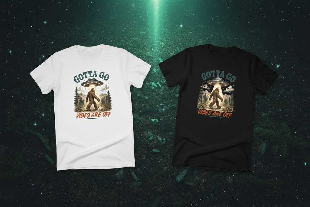 Sasquatch Exit Strategy - Both Shirts Side by Side UFO Vibe