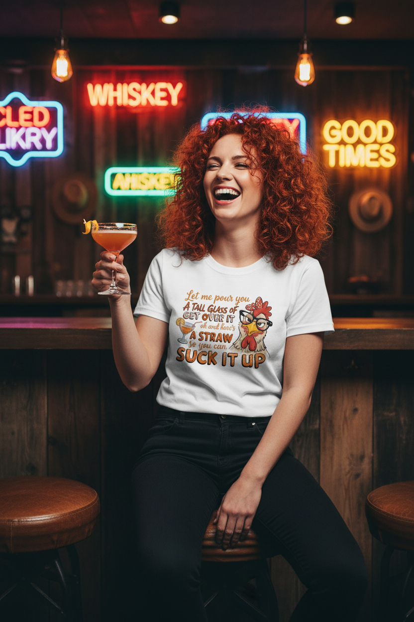 Sassy Chicken Tee – Bar Mockup