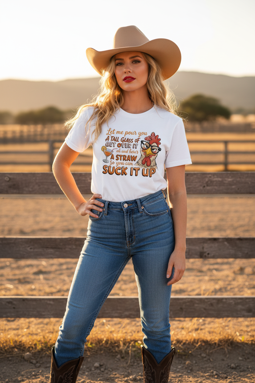 Sassy Chicken Tee – Cowgirl Mockup