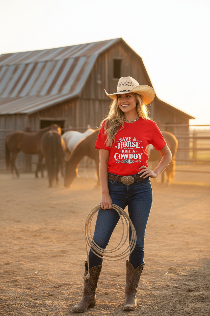Save A Horse Red Tee Lasso Mockup