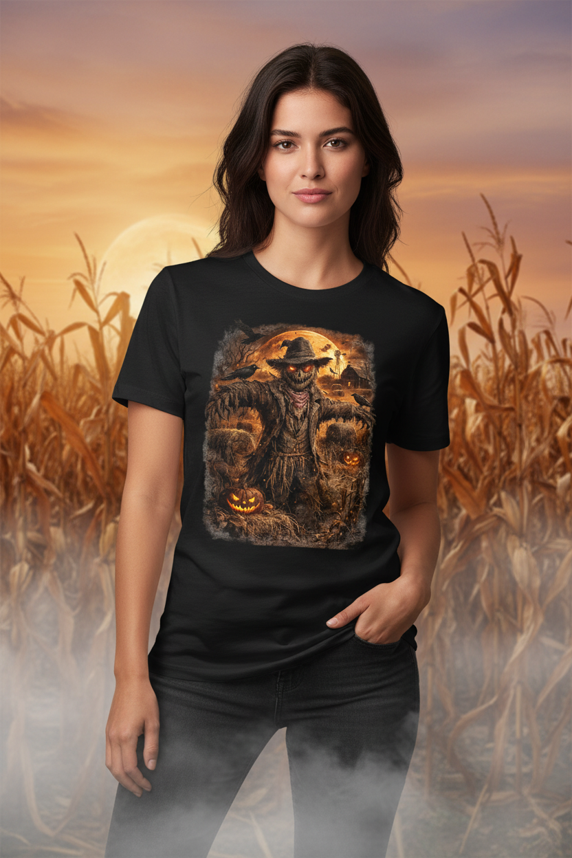 Scarecrow Black Tee - Girl Cornfield