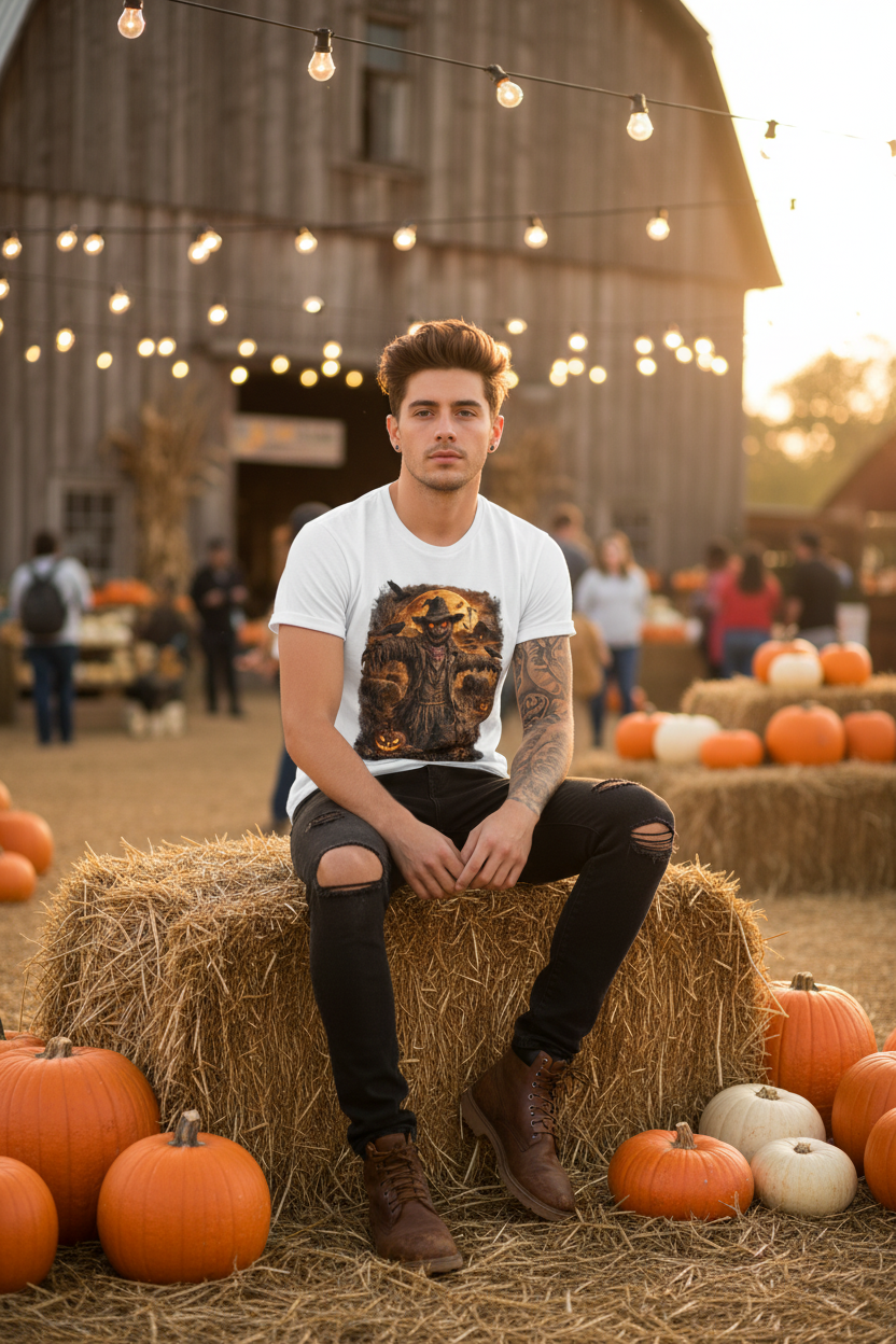 Scarecrow Tee White - Fall Festival