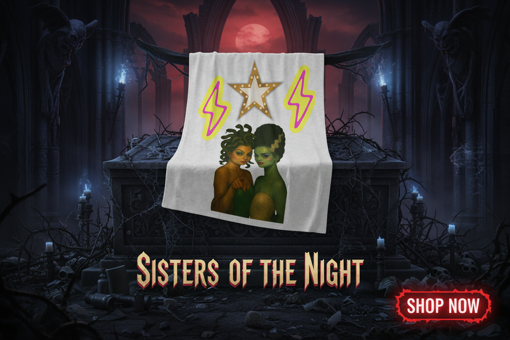 Sisters of the Night Horror Blanket - Shop Now Banner