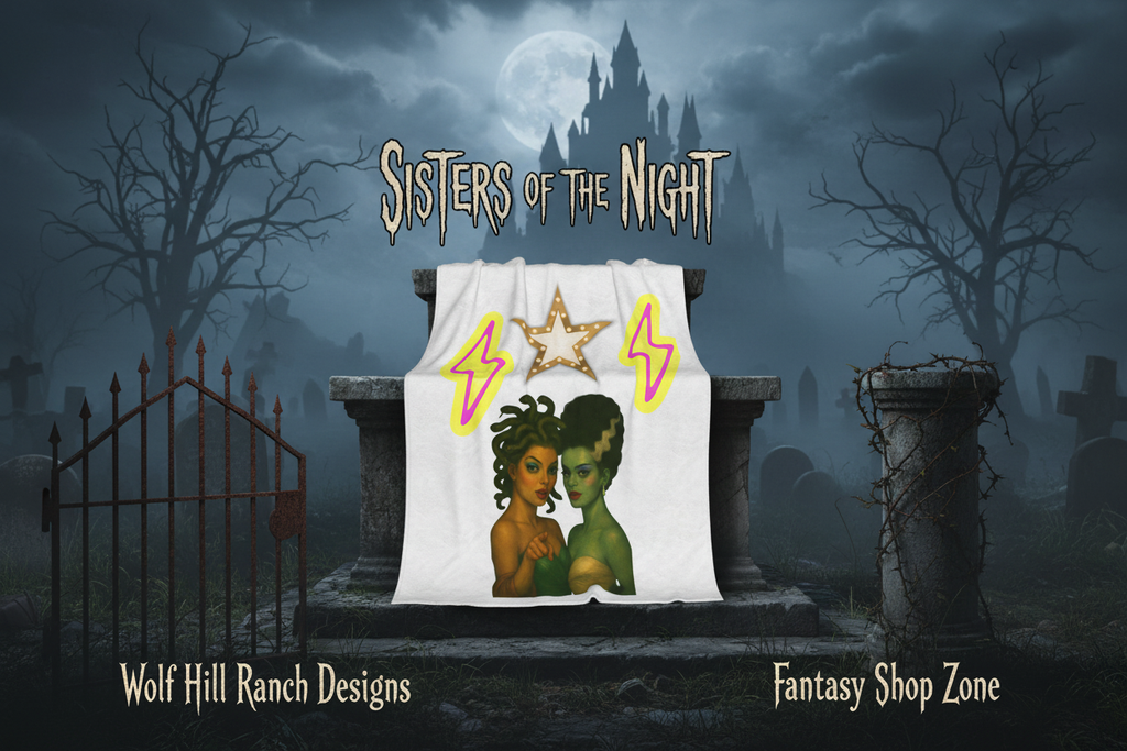 Sisters of the Night Horror Blanket - Wolf Hill Ranch Designs Fantasy Shop Zone Banner