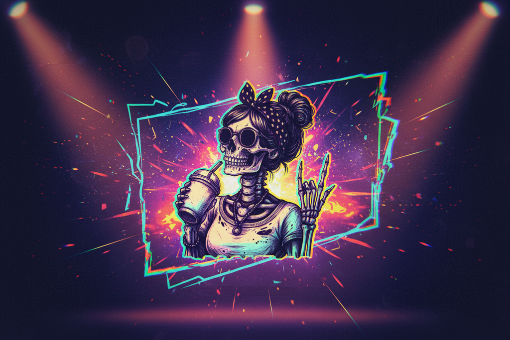 Skeleton Girl Art Banner with Effects