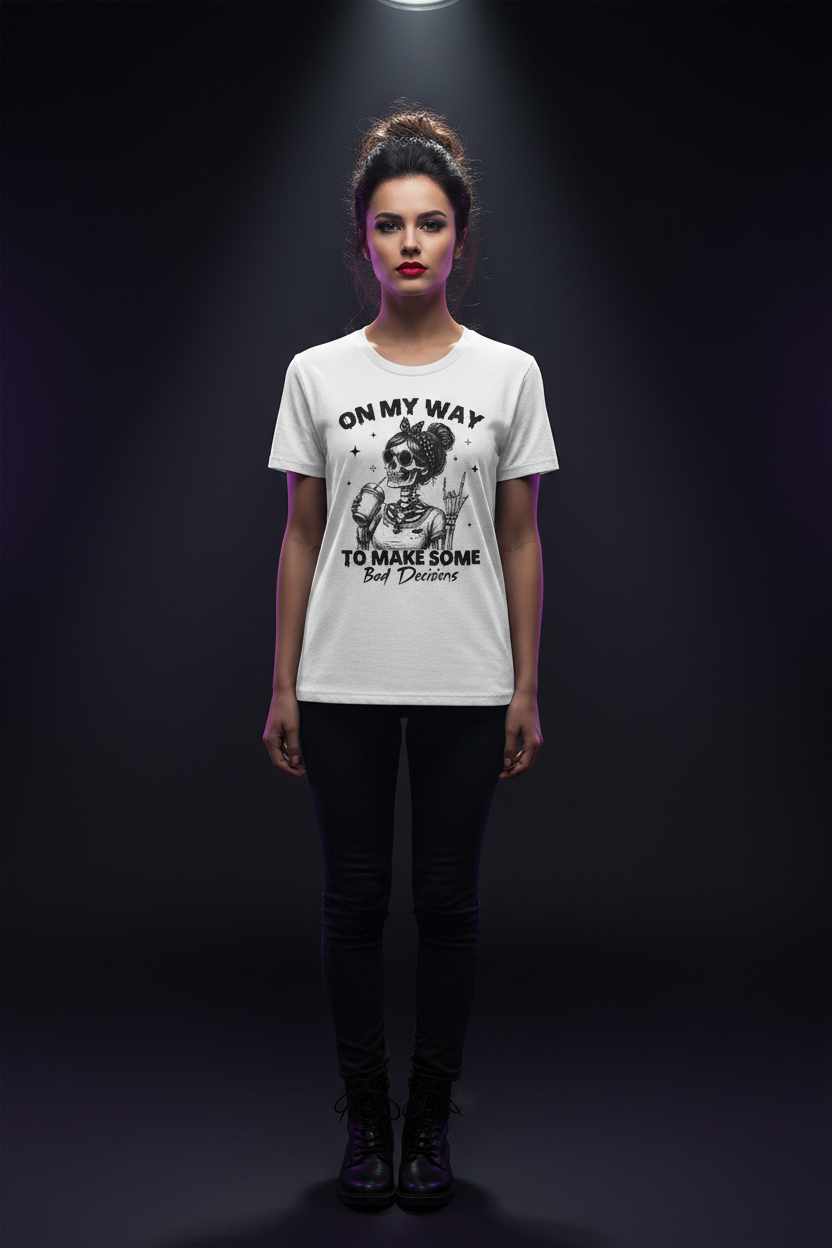 Skeleton Girl - White Tee Mockup