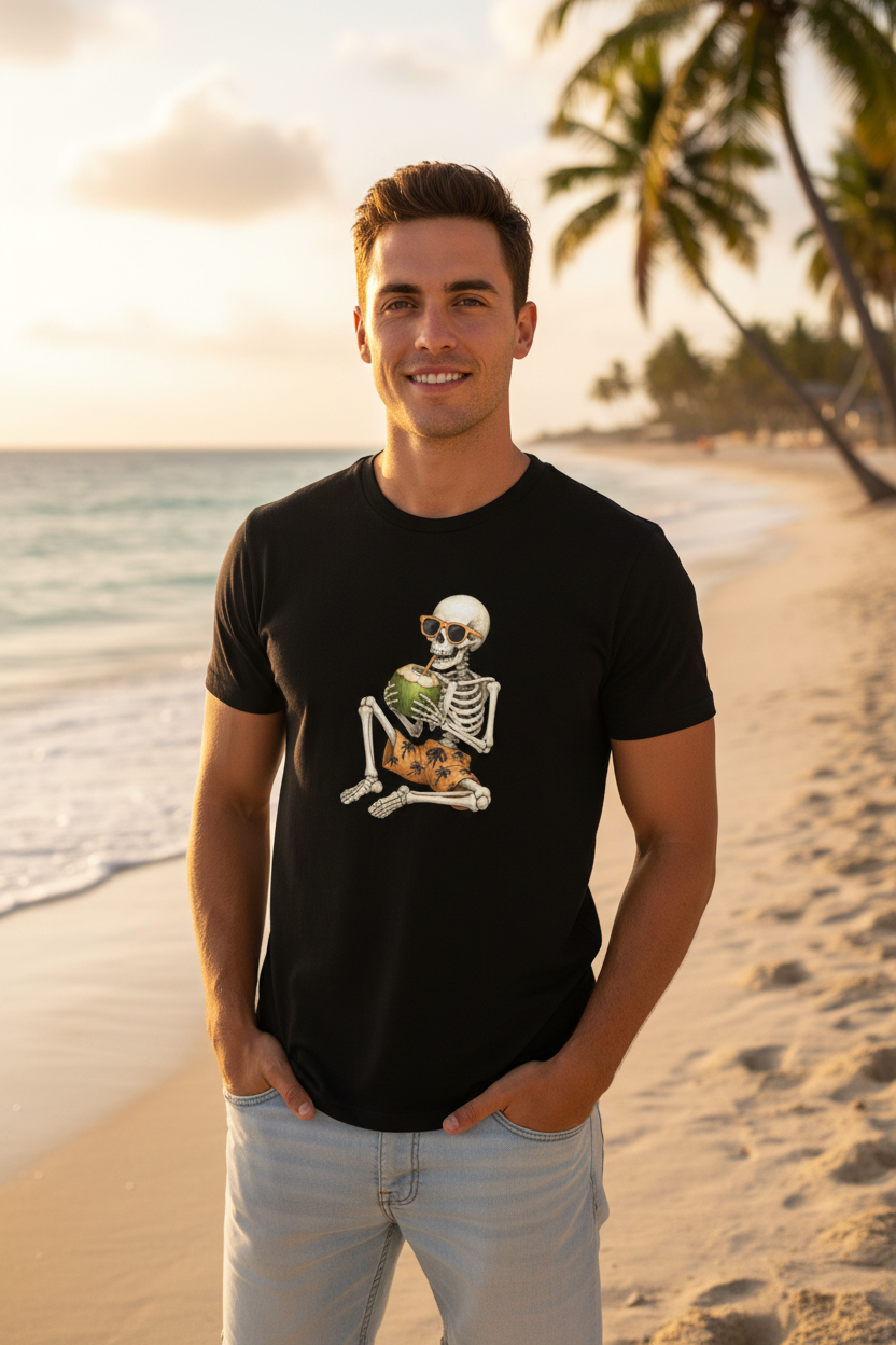 Skeleton Tee - Black Beach Mockup