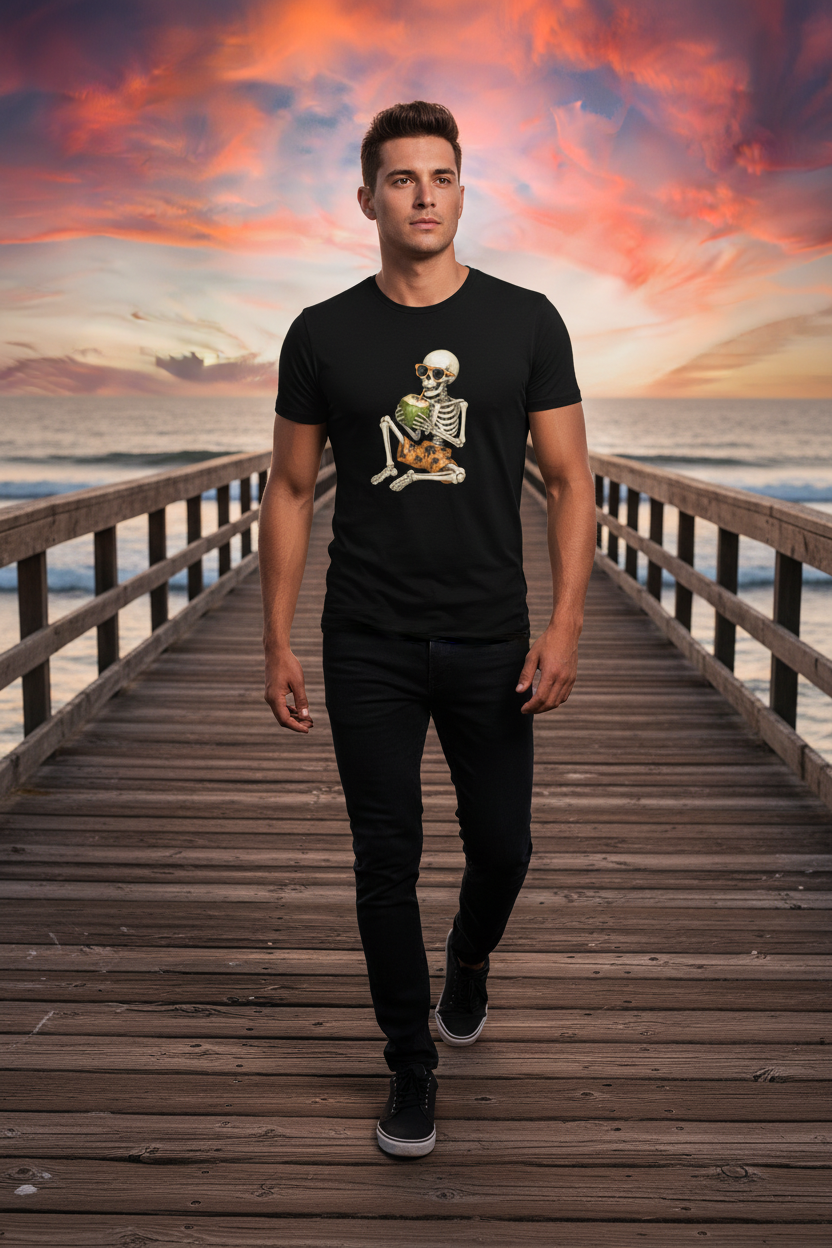Skeleton Tee - Black Boardwalk Mockup