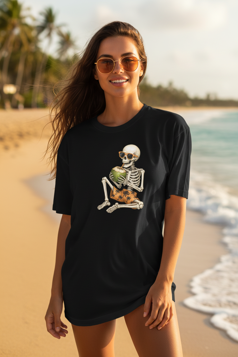 Skeleton Tee - Woman Black Beach