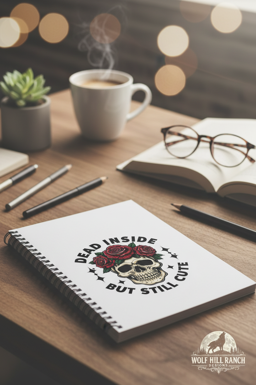 Skull Floral Notebook - Desk Workspace