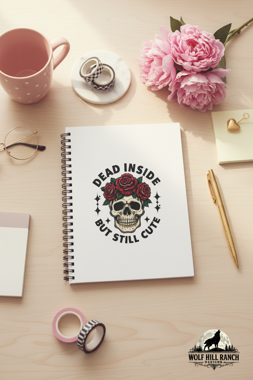 Skull Floral Notebook - Flat Lay Aesthetic