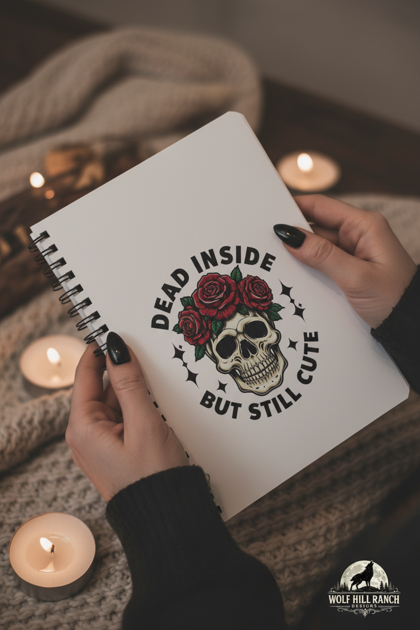 Skull Floral Notebook - Long Black Nails Opening