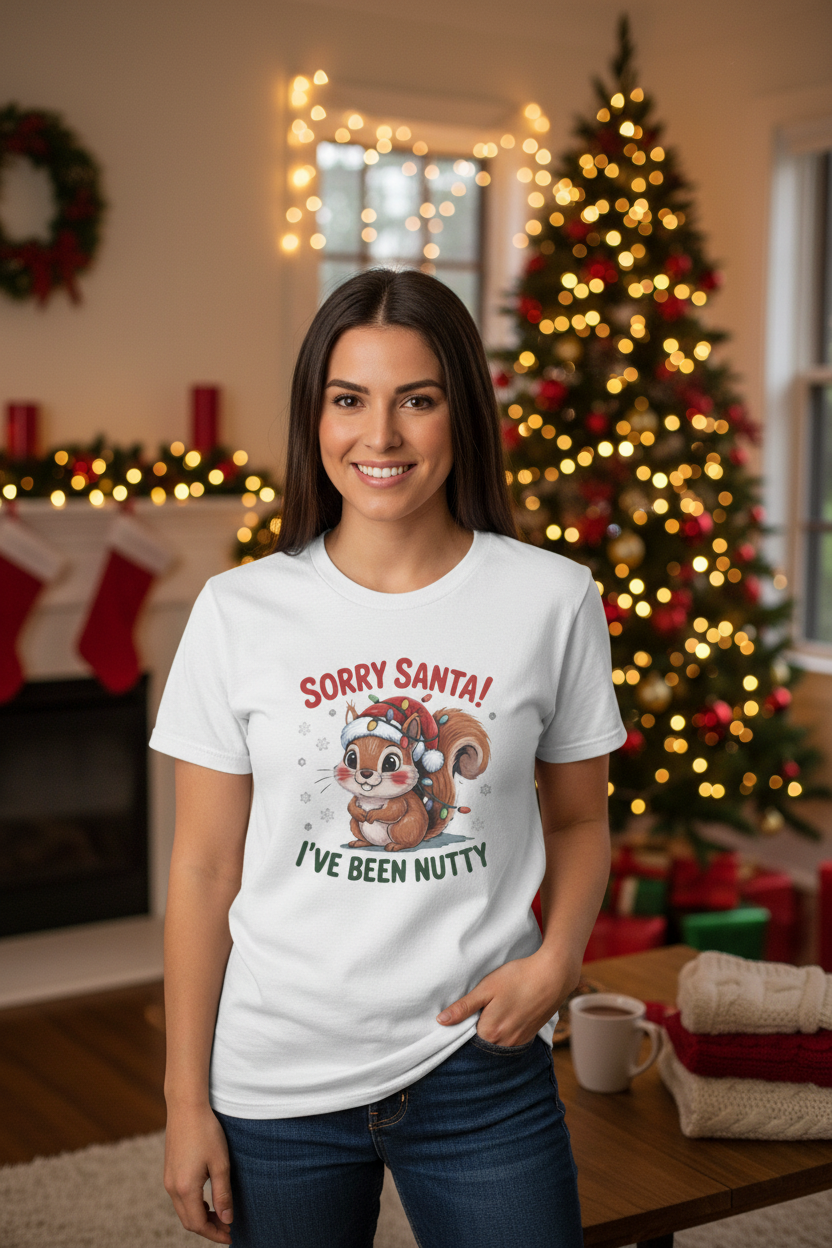 Sorry Santa I've Been Nutty Christmas Tee Mockup 1