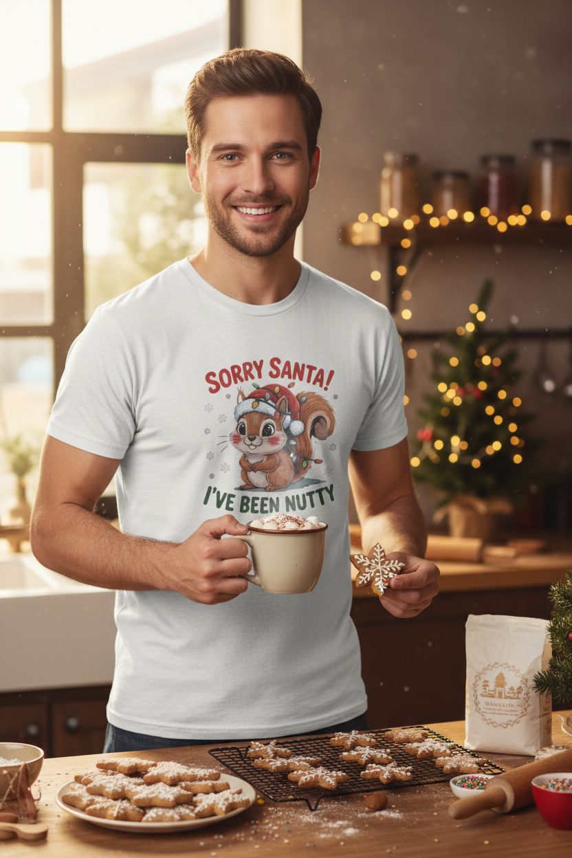 Sorry Santa I've Been Nutty Christmas Tee Mockup 3