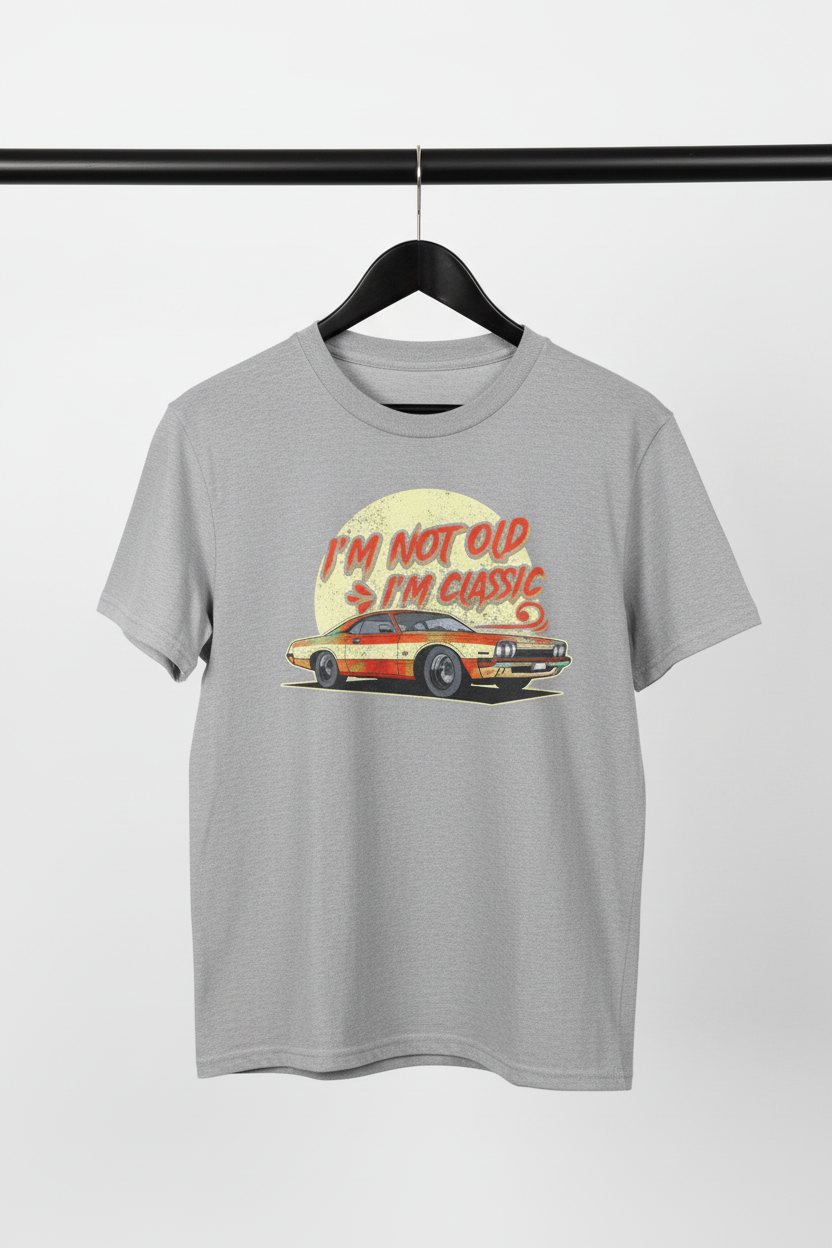 Sport grey I'm Not Old I'm Classic tee on hanger
